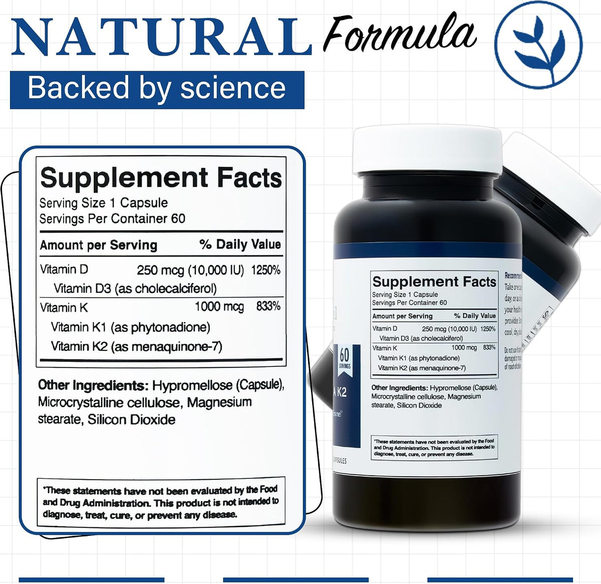 Living Well Dr. Michelle Vitamin D3 10,000 IU with K2 – 60 Capsules – Image 6