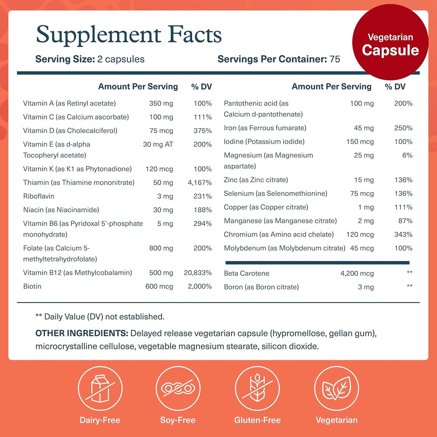 Youtheory High Potency Multi - 150 Vegan Capsules (75 Day Supply) - GLP-1 Support Multivitamin - görsel 2