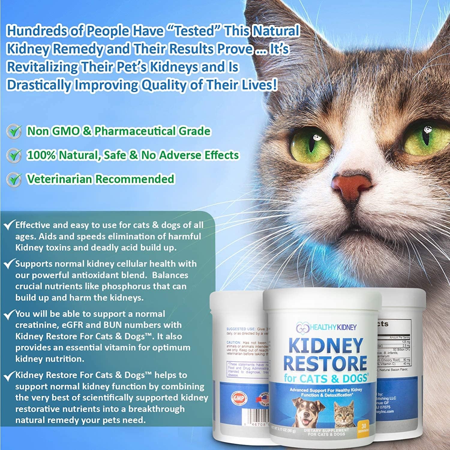 Kidney Restore for Cats & Dogs – Unflavoured Kidney Support Supplement - görsel 6