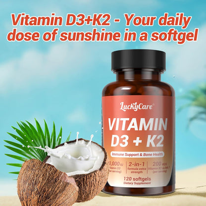 Vitamin D3 and K2 10,000 IU Plus K2 (MK-7) 200 mcg – 240 Coconut Oil Soft gel capsules