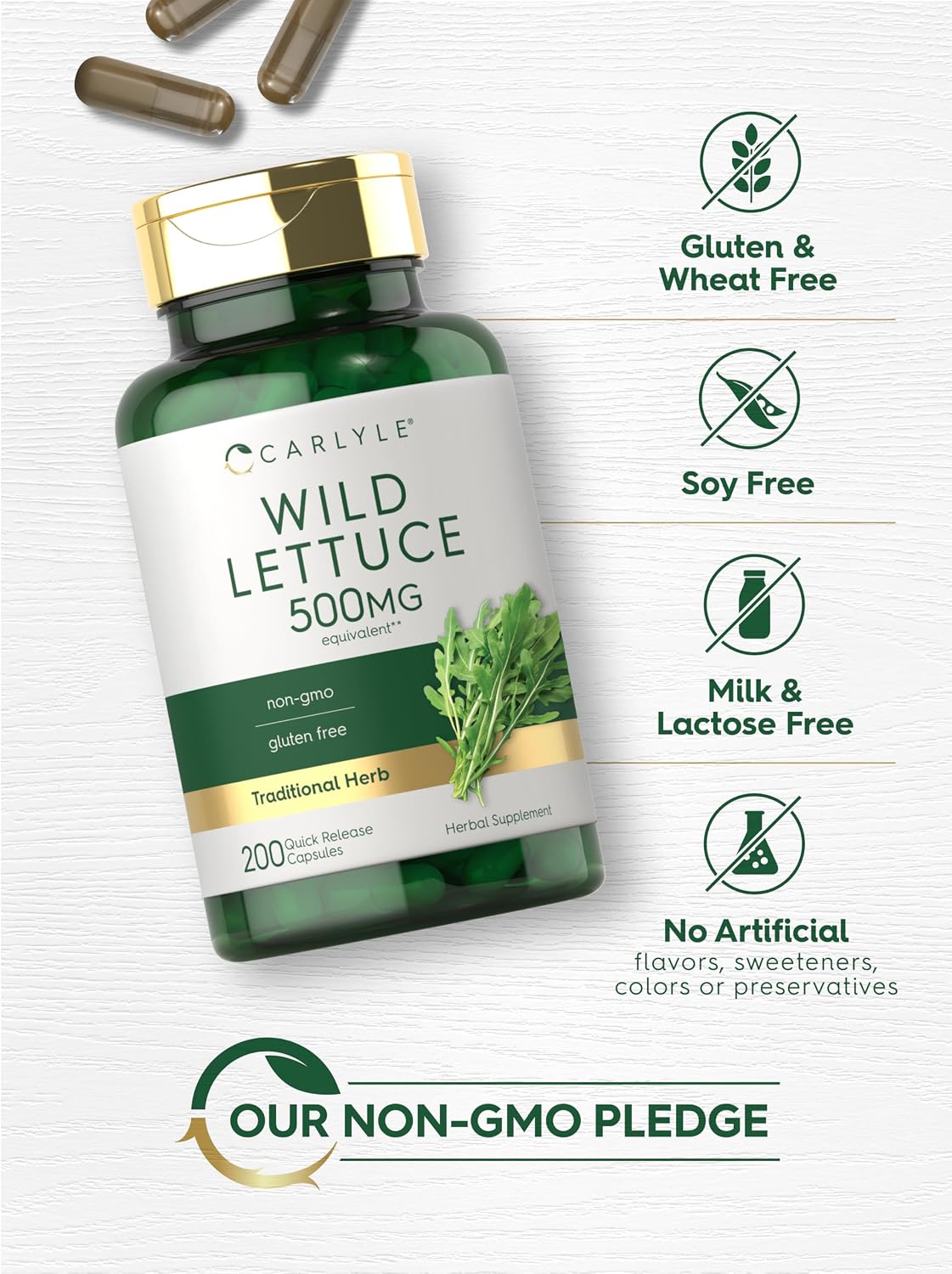 Carlyle Wild Lettuce Extract | 200 Capsules | Herbal Leaf Supplement | Non-GMO & Gluten-free - görsel 5