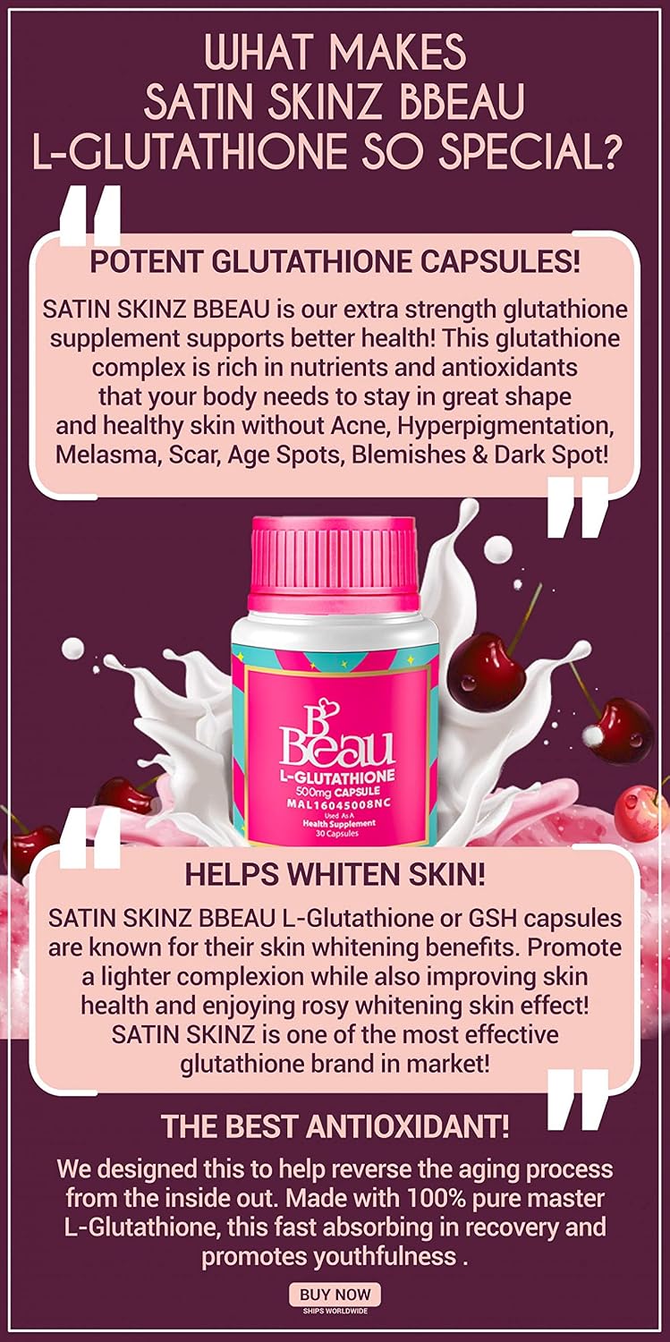 B'Beau L-Glutathione 500mg and Vitamin C Capsules – Two Pack for Antioxidant Skin Support - görsel 7