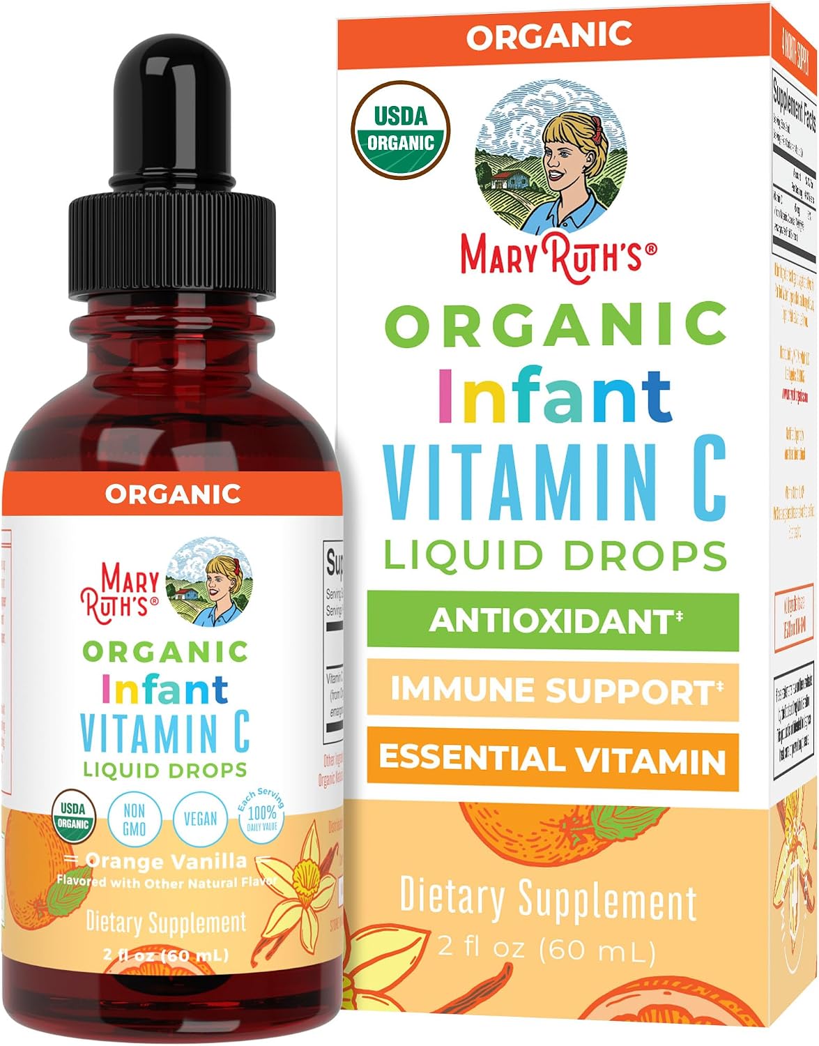 MaryRuth's Infant & Baby Vitamin C Supplement | USDA Organic Vitamin C Liquid Drops for Infants | Ages 6-12 Months | Immune Support | Overall Health | Vegan | Non-GMO | Gluten-free | 60 ml - görsel 1