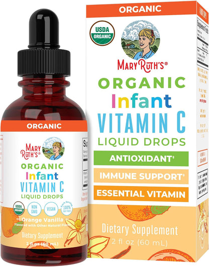 MaryRuth's Infant & Baby Vitamin C Supplement | USDA Organic Vitamin C Liquid Drops for Infants | Ages 6-12 Months | Immune Support | Overall Health | Vegan | Non-GMO | Gluten-free | 60 ml