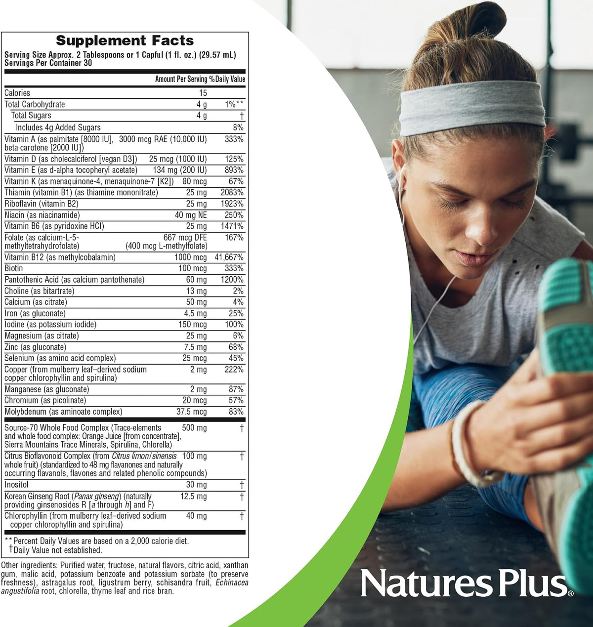 NaturesPlus Source of Life Liquid, Tropical Fruit - 2 x 900 ml (60 Servings) - Multivitamin & Mineral Food Supplement - Gluten-free, Vegetarian - görsel 5