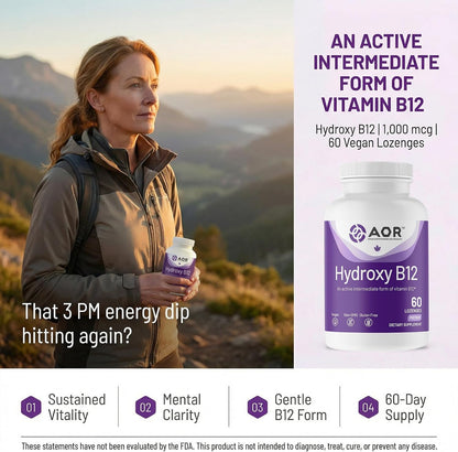 AOR Hydroxy B12 1000mcg Lozenges | Hydroxocobalamin for Daily Vitality