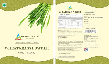 Herbal Hills Wheatgrass Powder | 454 g (16 oz) | Green Superfood Supplement
