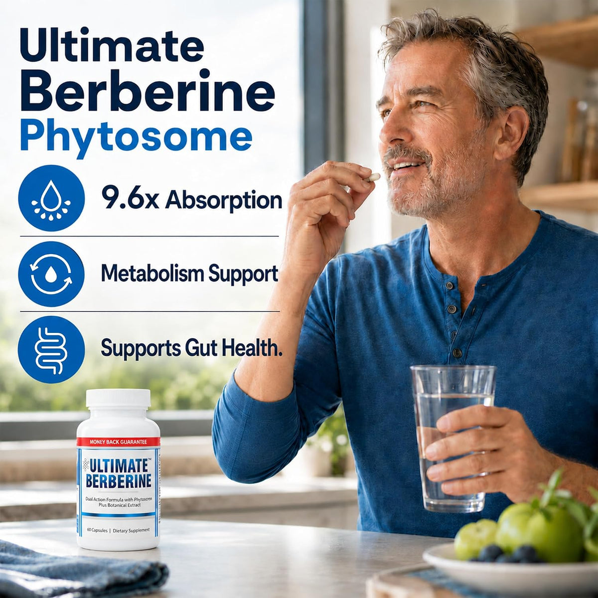 Ultimate Berberine Phytosome - Dual Action for Metabolic Health, Appetite, Gut & Cholesterol Support (Clinical Dose) - görsel 3
