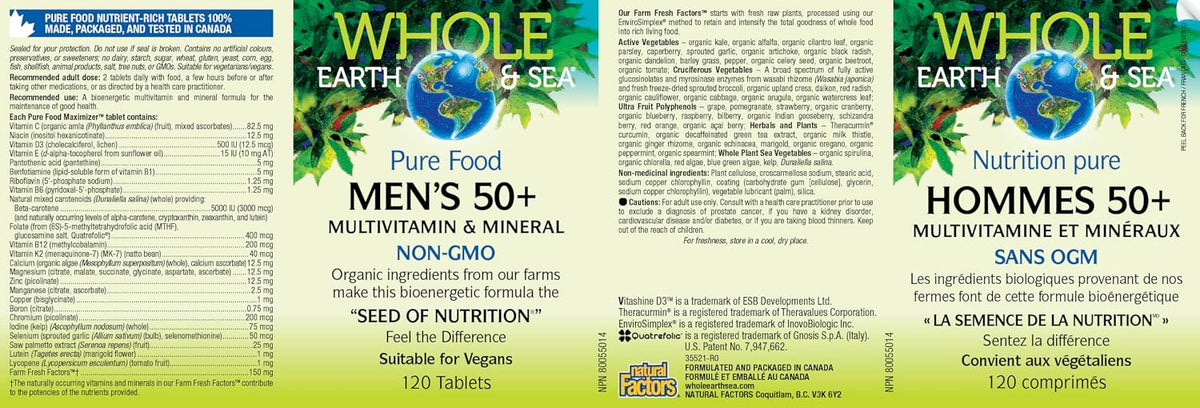 Natural Factors Whole Earth & Sea Men's 50+ Multivitamin & Mineral - görsel 6
