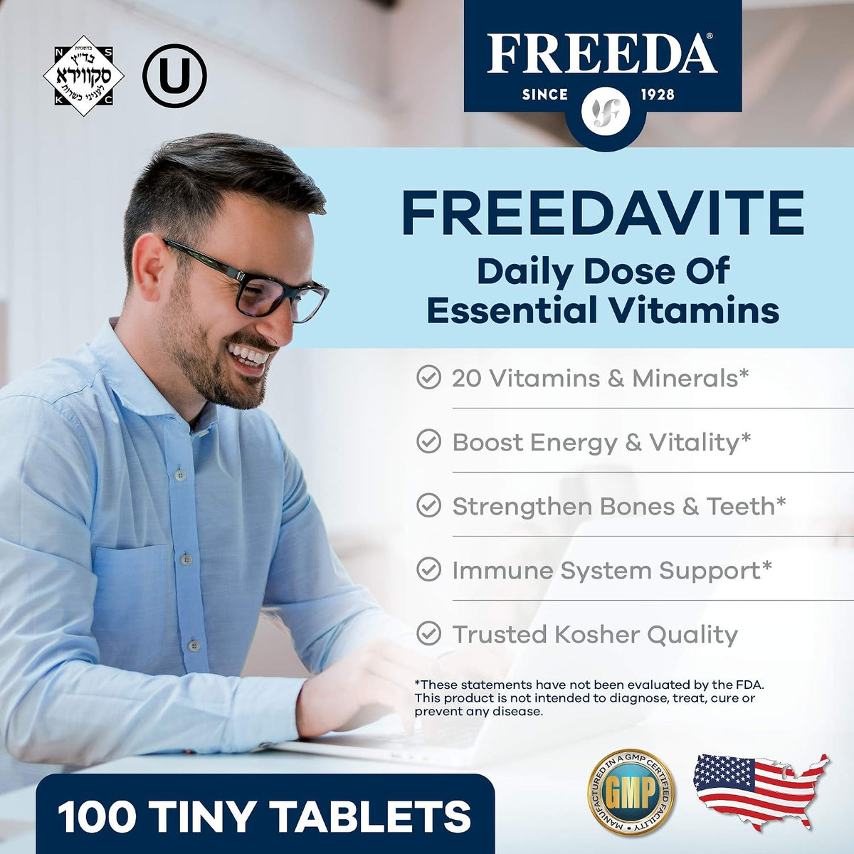 Freedavite Tiny Tablets – Moderate Multivitamin for Men and Women (100 Tablets) - görsel 2