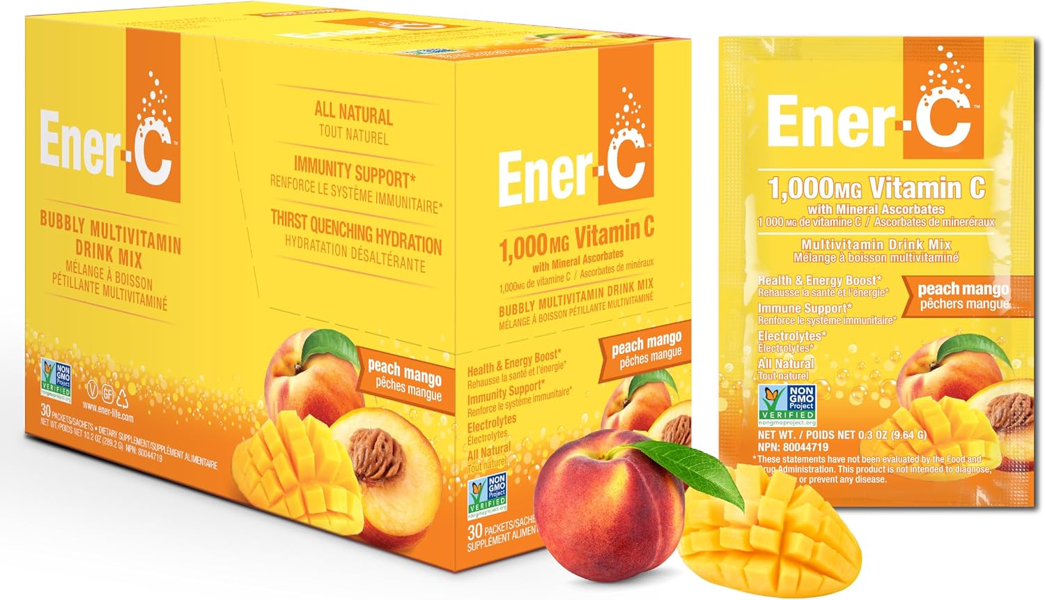 Ener-C Multivitamin Drink Mix, Healthy Energy - Peach Mango, 30 Sachets - görsel 1