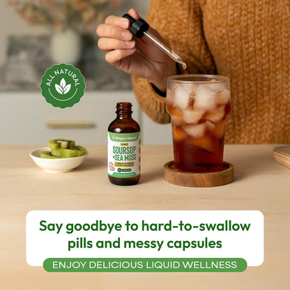 Drops Of Nature Soursop with Sea Moss Liquid Supplement – Concentrated Drops, Lemon and Lime, 60 ml