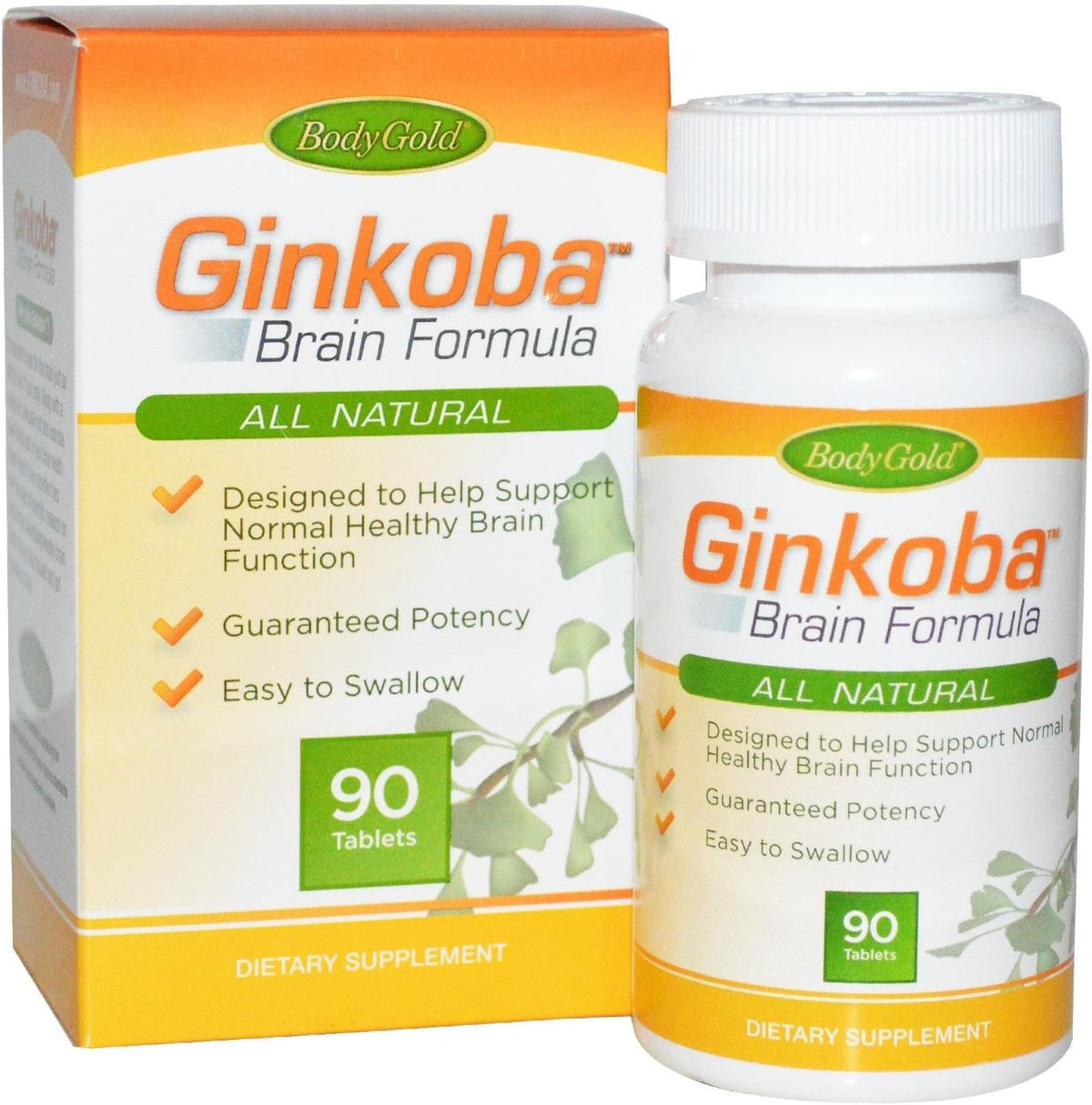 Body Gold Ginkoba Brain Formula 90 Tablets per Bottle (Pack of 4) - görsel 1