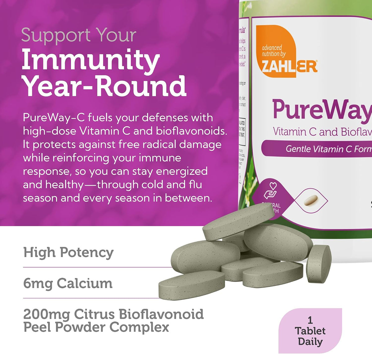 Zahler Vitamin C 1000mg Tablets with Bioflavonoids - High Potency, Gentle on the Stomach, Gluten-free - 90 Tablets - görsel 4
