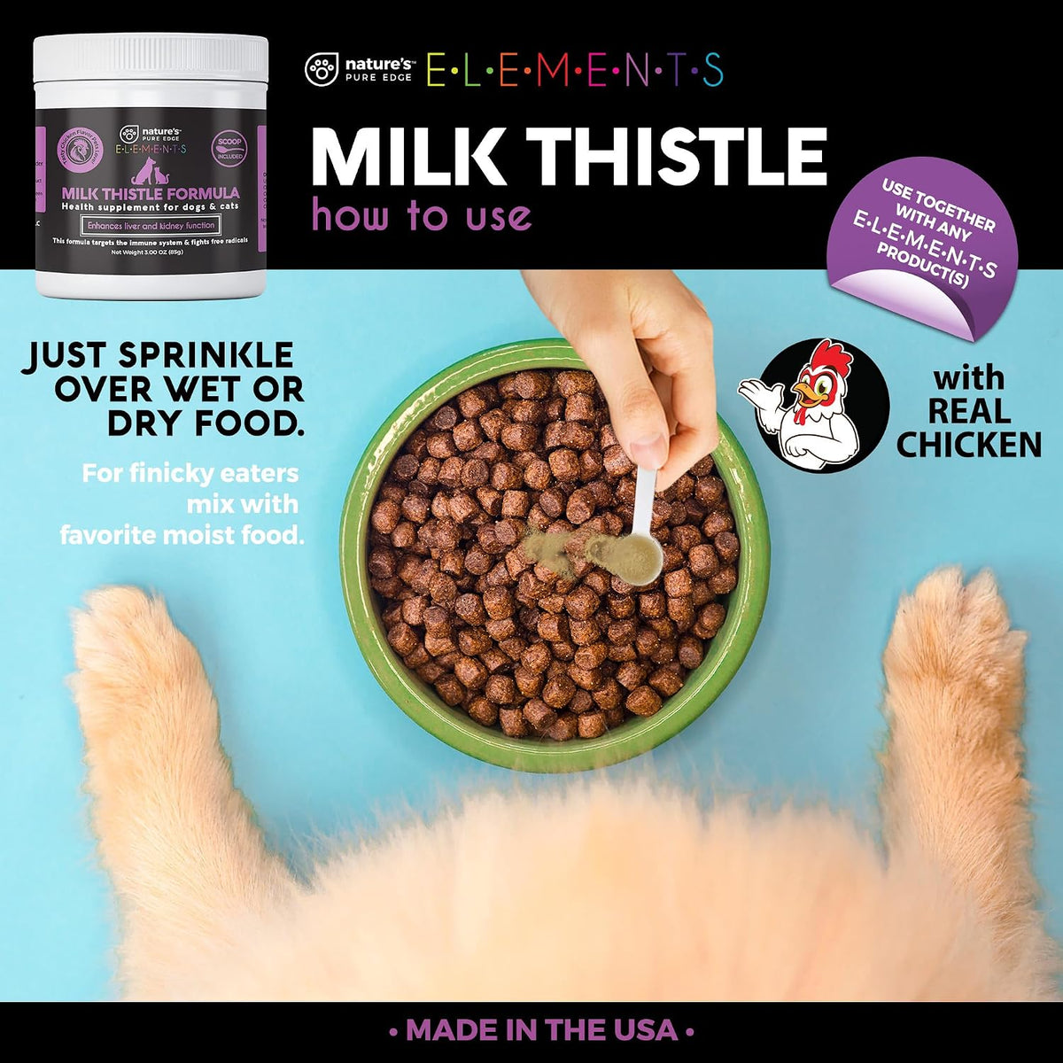 Milk Thistle for Dogs & Cats - Liver Supplement with Real Chicken - Extra Strength Hepatic Support - 85g Jar - görsel 8