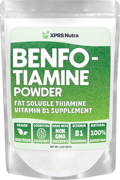 XPRS Nutra Benfotiamine Powder (Thiamine) - Fat-Soluble Vitamin B1 Supplement for Cognitive Support and Energy – Vegan Friendly, 113 g