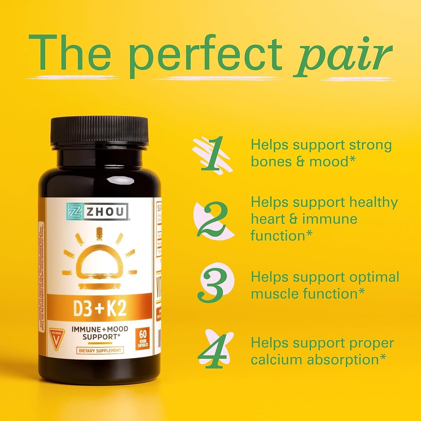 Vitamin D3 + K2 Supplement - 5000 IU D3 & 90 mcg MK-7 - 60 Vegetarian Capsules - görsel 3