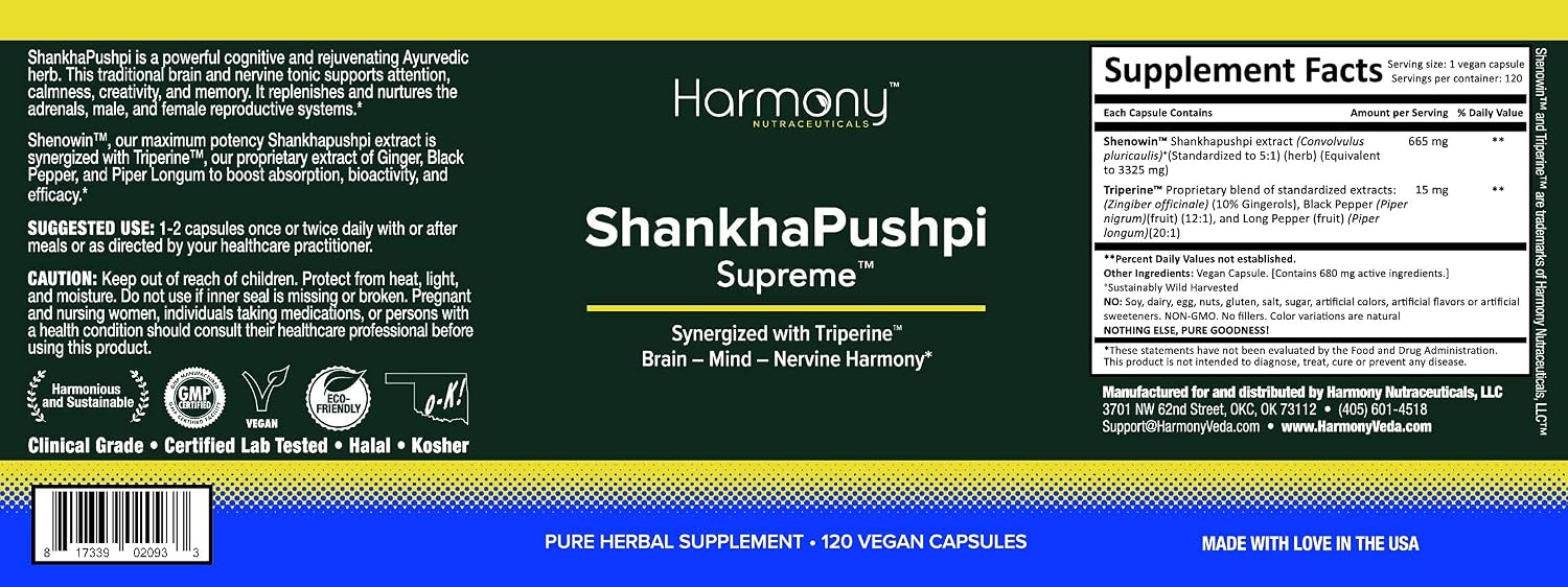 ShankhPushpi Supreme – Ayurvedic Brain and Mind Support – 120 Vegan Capsules - görsel 5