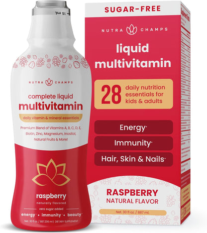 NutraChamps Complete Liquid Multivitamins | No Added Sugar | Vitamins for Women, Men & Kids | Vegan Liquid Vitamin Multimineral Supplement | Energy, Vitality & Wellbeing