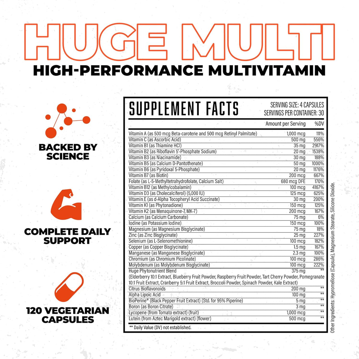 Huge Multi - Men's Multivitamin | High-Performance All-in-One for Athletes (120 Capsules) - görsel 5