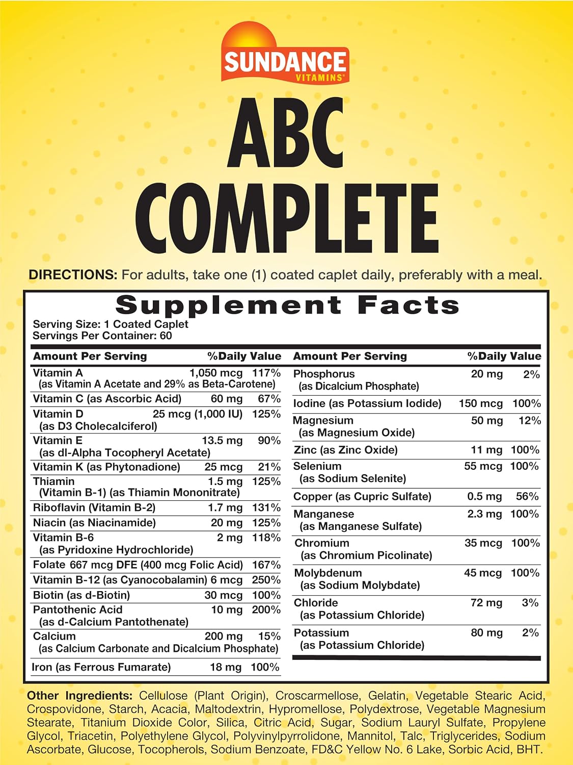 Sundance Multivitamin for Women & Men with Iron - Mineral Formula ABC Complete - Non-GM & Gluten-free Supplement - görsel 2