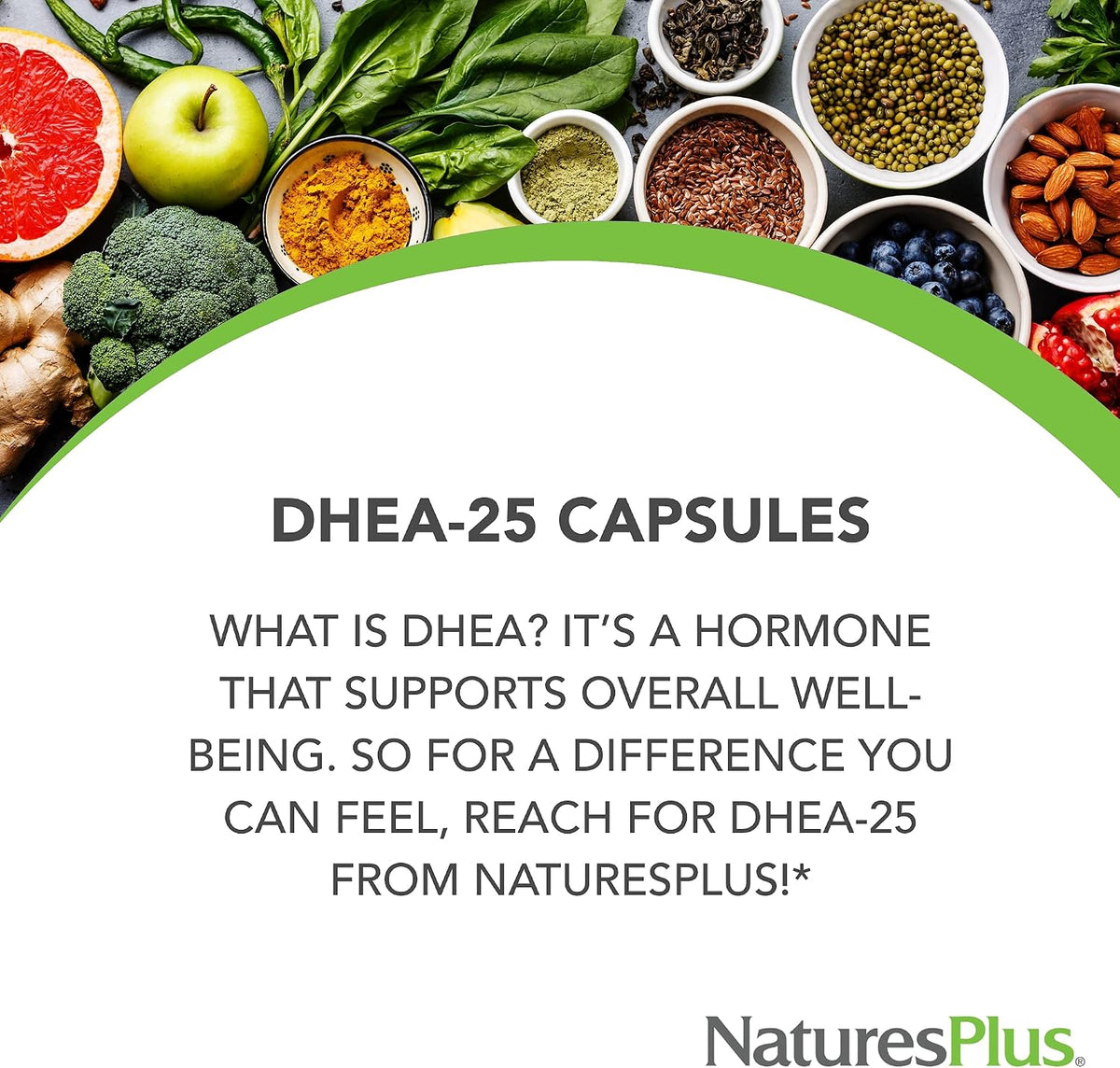 NaturesPlus DHEA-25 with Bioperine, 60 Capsules - görsel 3