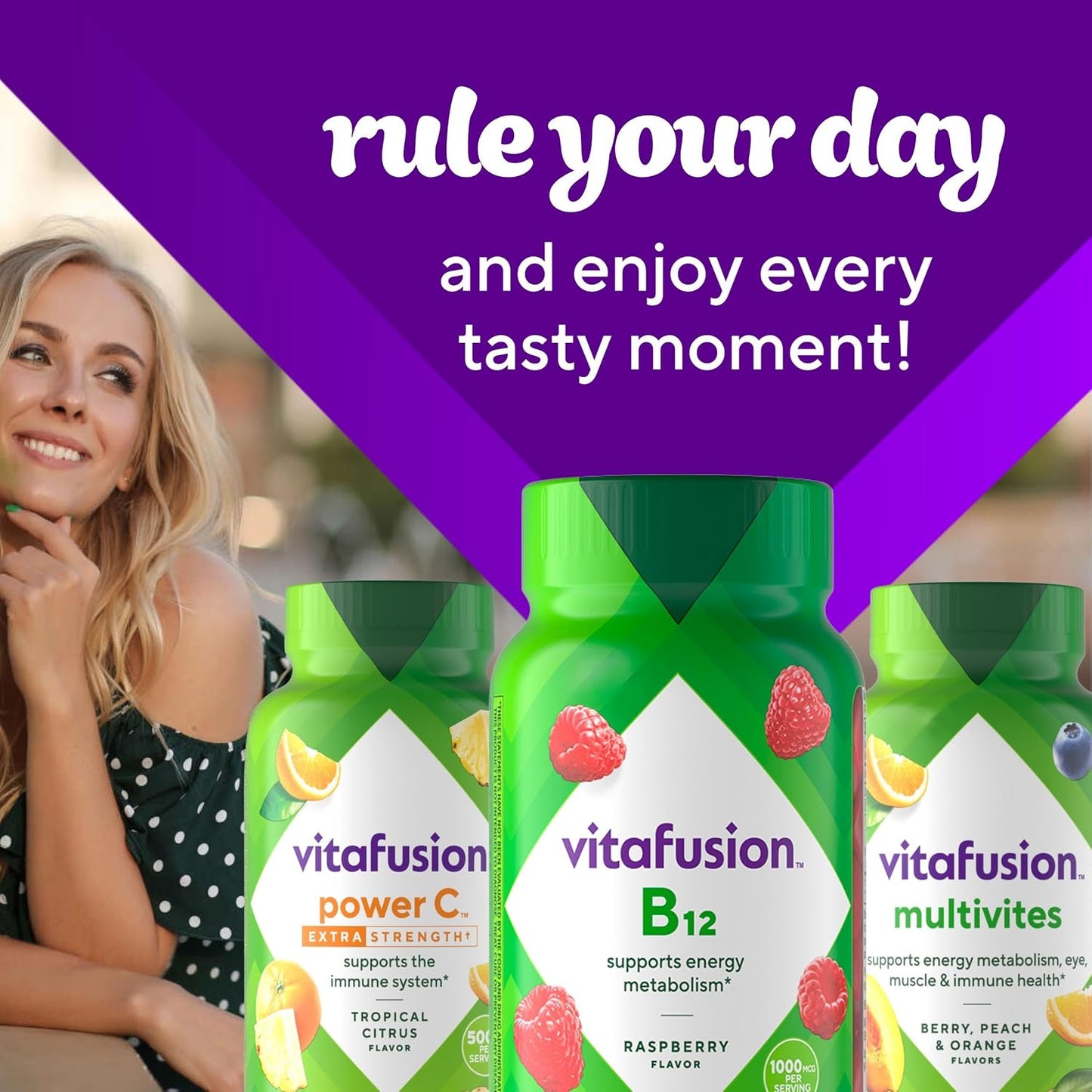 Vitafusion Vitamin B12 Gummies, 1000 mcg, 60 Count, Raspberry Flavour - görsel 9
