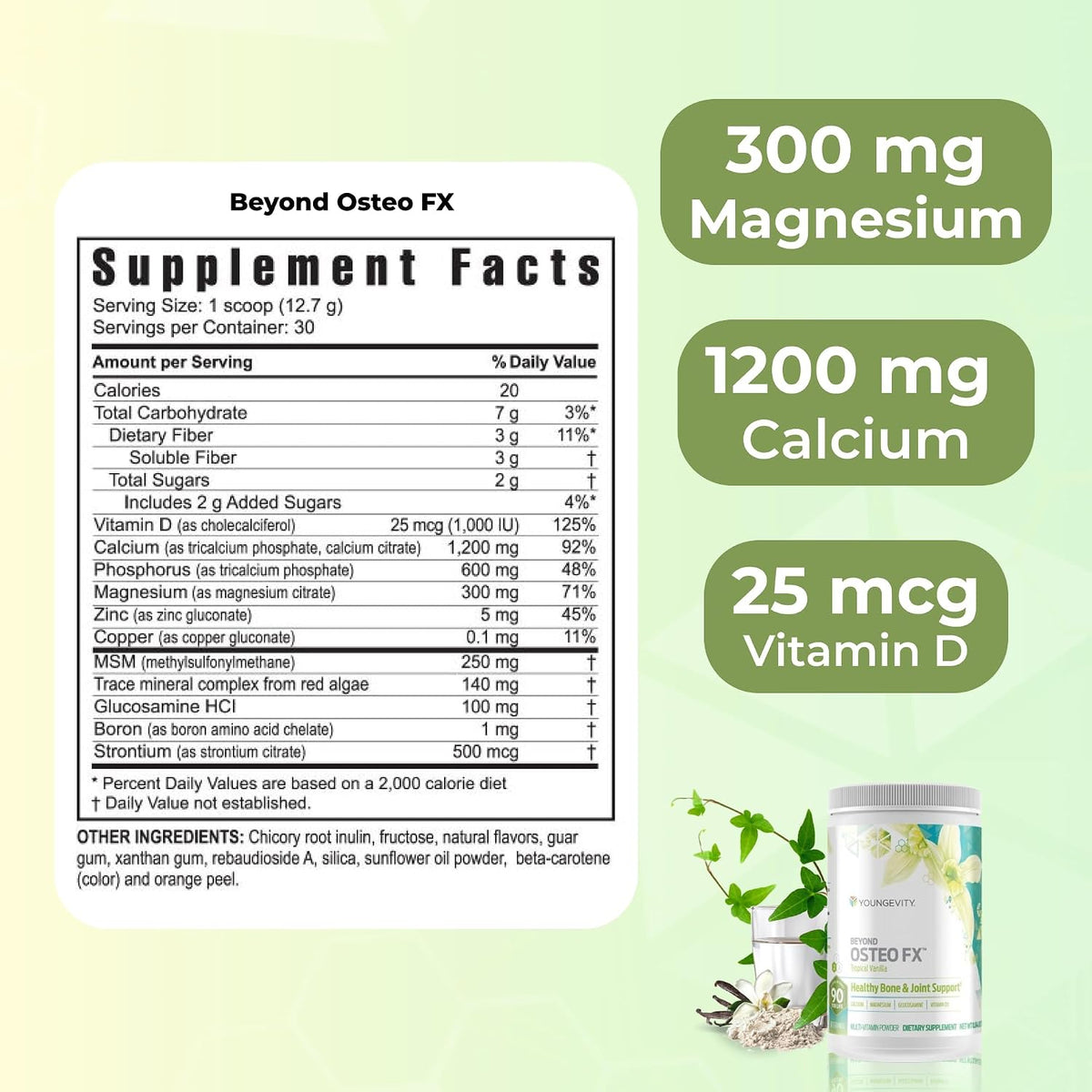 Youngevity Beyond Osteo FX – Tropical Vanilla – Bone Support Multivitamin Powder (30 Servings, 2 Canisters) - görsel 3