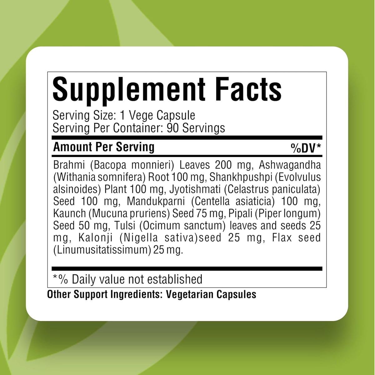 Herbsforever Omega Mind - Ayurvedic Brain & Cognitive Support Supplement with 10 Herbal Extracts, 90 Veg Capsules - görsel 3