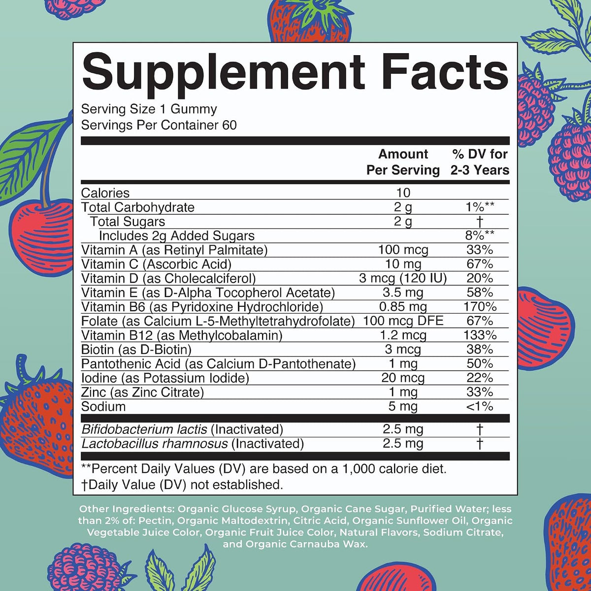 MARYRUTH'S Organics Toddler Multivitamin Gummies + Postbiotics | USDA Organic | Vitamins for Kids Ages 2+ | Immune Support | Vitamin C | Vitamin D3 | Vitamin A | Zinc | Vegan | Non-GM | 60 Servings - görsel 2