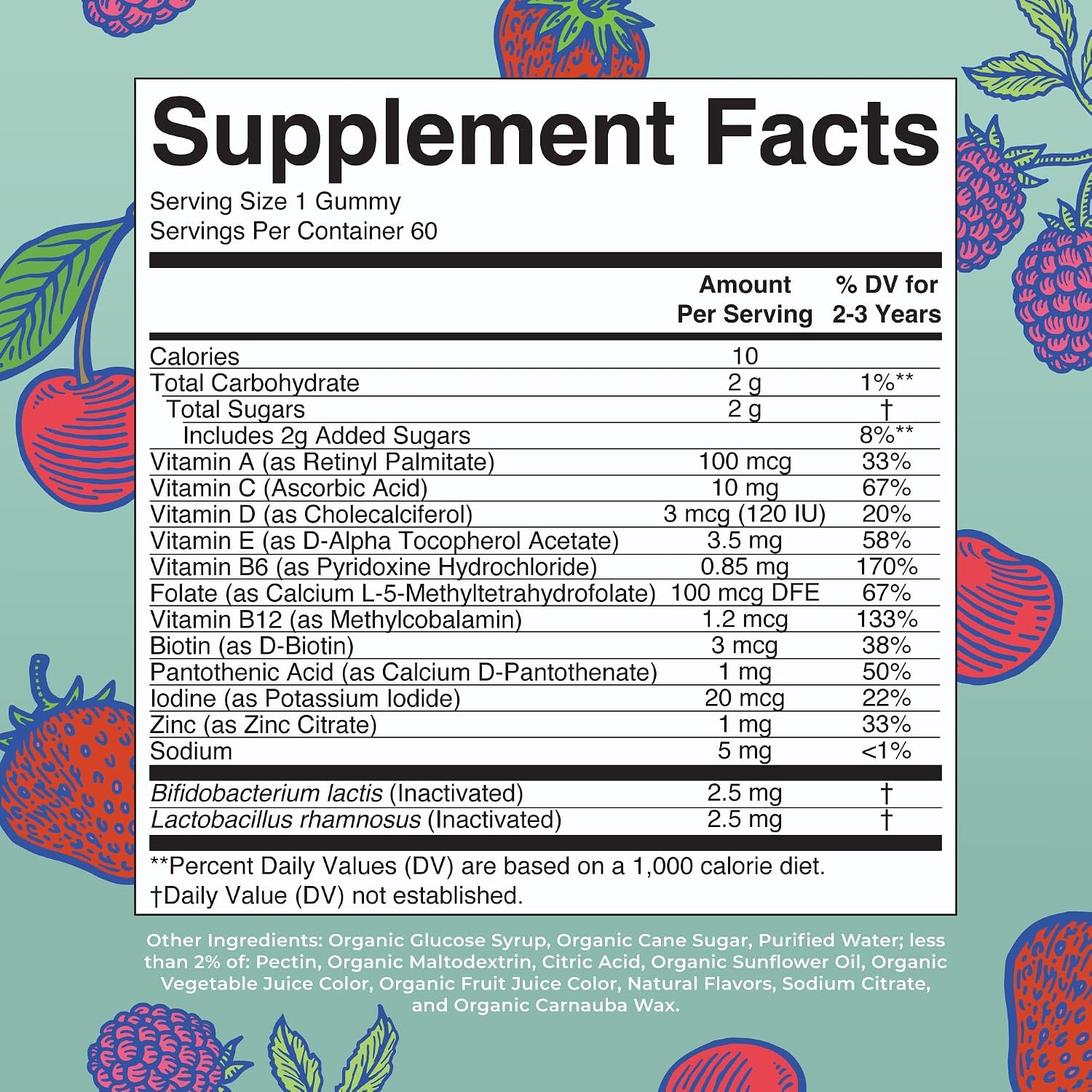MARYRUTH'S Organics Toddler Multivitamin Gummies + Postbiotics | USDA Organic | Vitamins for Kids Ages 2+ | Immune Support | Vitamin C | Vitamin D3 | Vitamin A | Zinc | Vegan | Non-GM | 60 Servings - görsel 2