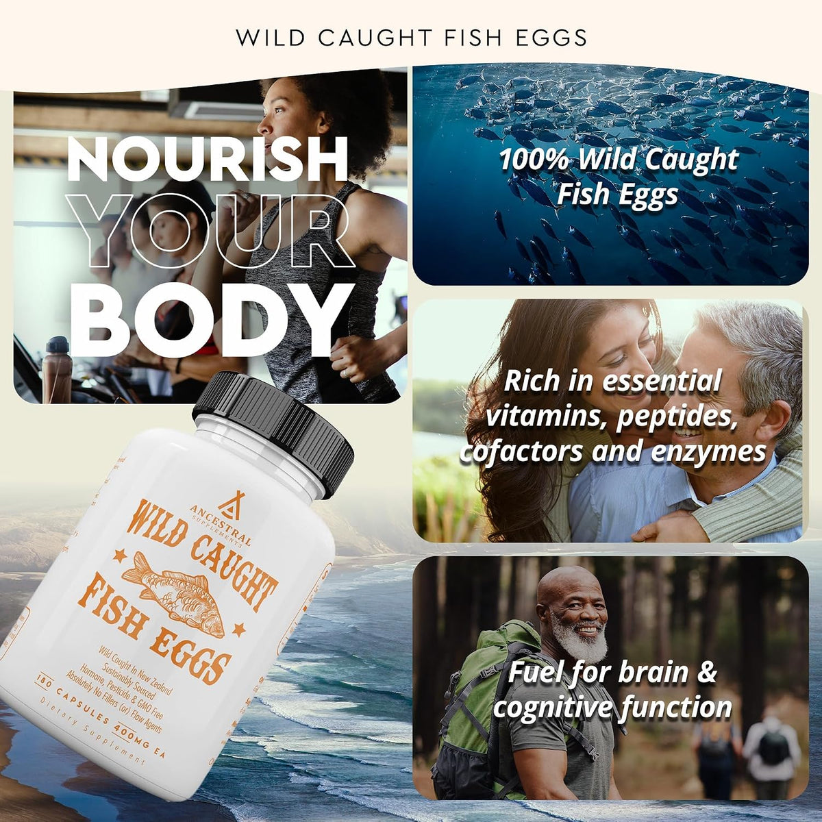 Ancestral Supplements Wild Caught Fish Eggs, 2400mg, 180 Capsules - görsel 3