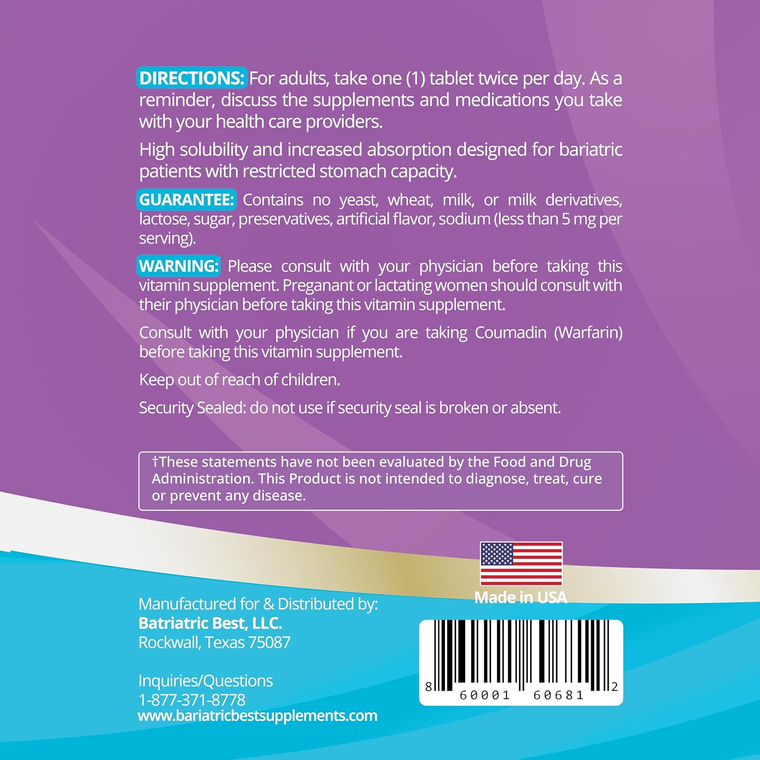 High ADEK Bariatric Multivitamin – DS, SADI & BPD/DS Surgery Support – 180 Tablets - görsel 3