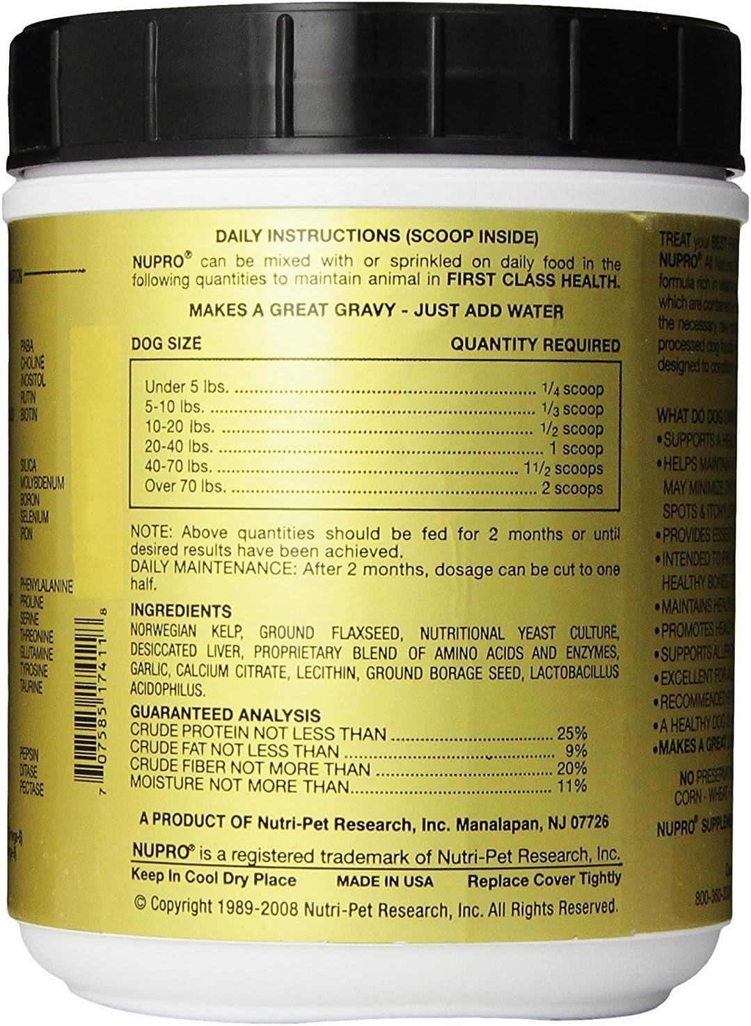 Nupro Nutri-Pet All Natural Supplement for Dogs (60 oz) - görsel 4