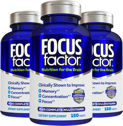 Focus Factor Nutrition for The Brain – Memory & Concentration Supplement, 150 Count