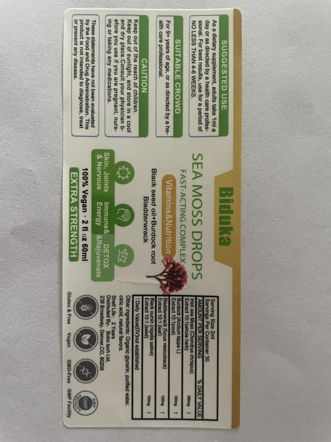 Biduka Irish Sea Moss Drops with Black Seed Oil, Bladderwrack, Burdock Root, Bromelain, Vitamin C and Zinc - Multimineral Liquid Supplement for Immune, Joint, Digestion, and Ageing Support - görsel 9