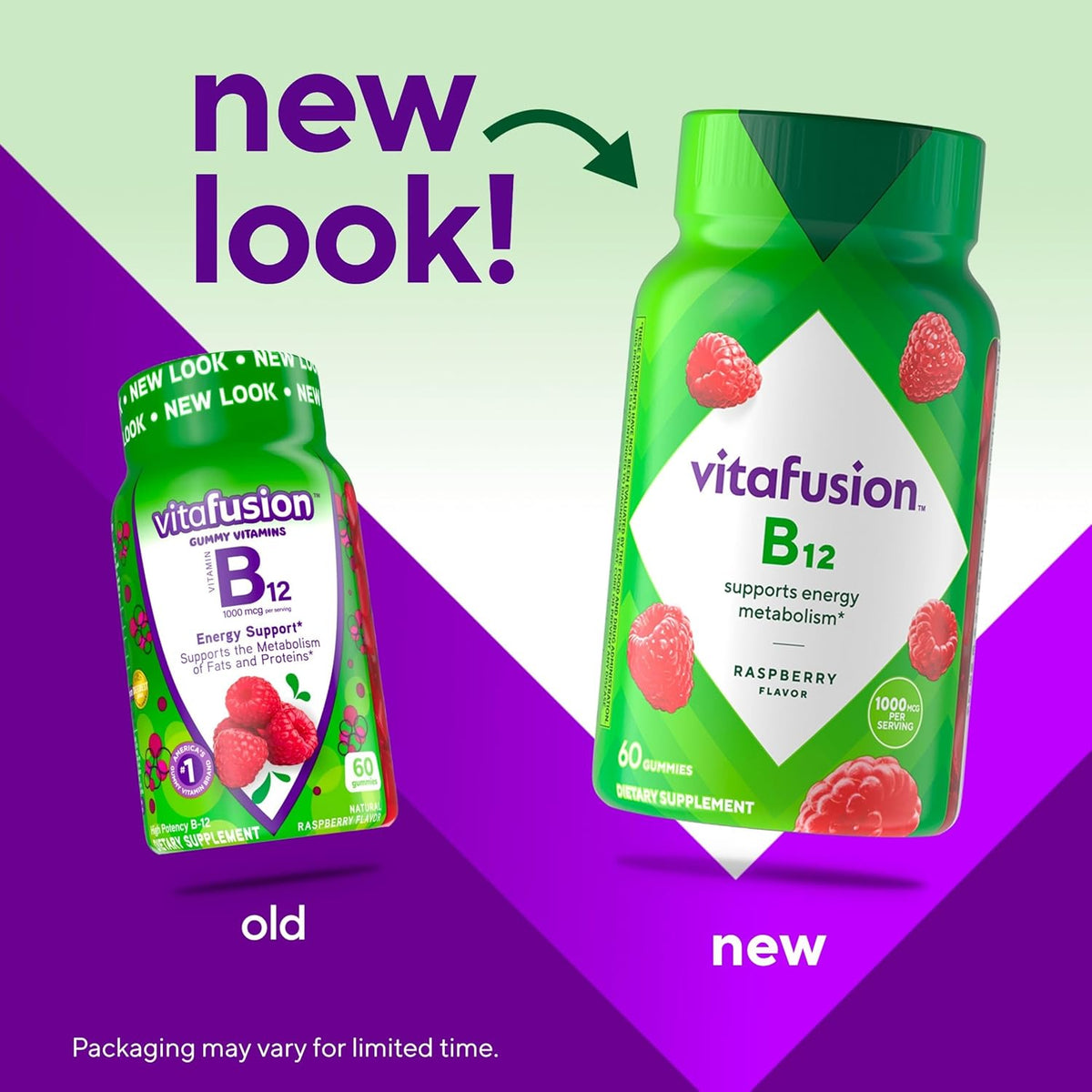 Vitafusion Vitamin B12 Gummies, 1000 mcg, 60 Count, Raspberry Flavour - görsel 2