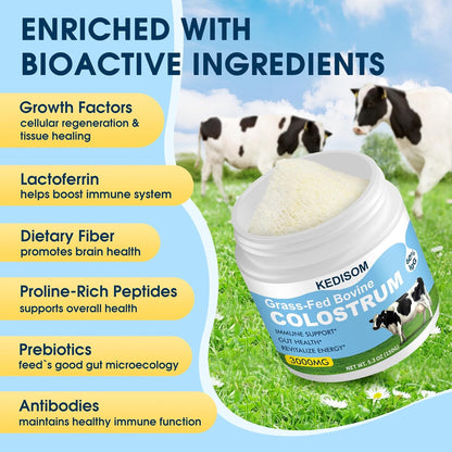 KEDISOM Grass-Fed Bovine Colostrum Powder – Liposomal, High IgG 3000 mg, Gut Health & Immune Support, Unflavoured, 50 Servings
