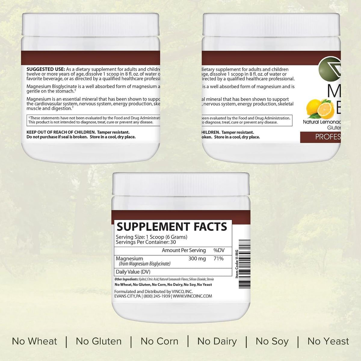 Vinco Magnesium Bisglycinate Powder – Advanced Muscle Support – 6.35 oz (30 Servings) – Lemonade Flavoured - görsel 2