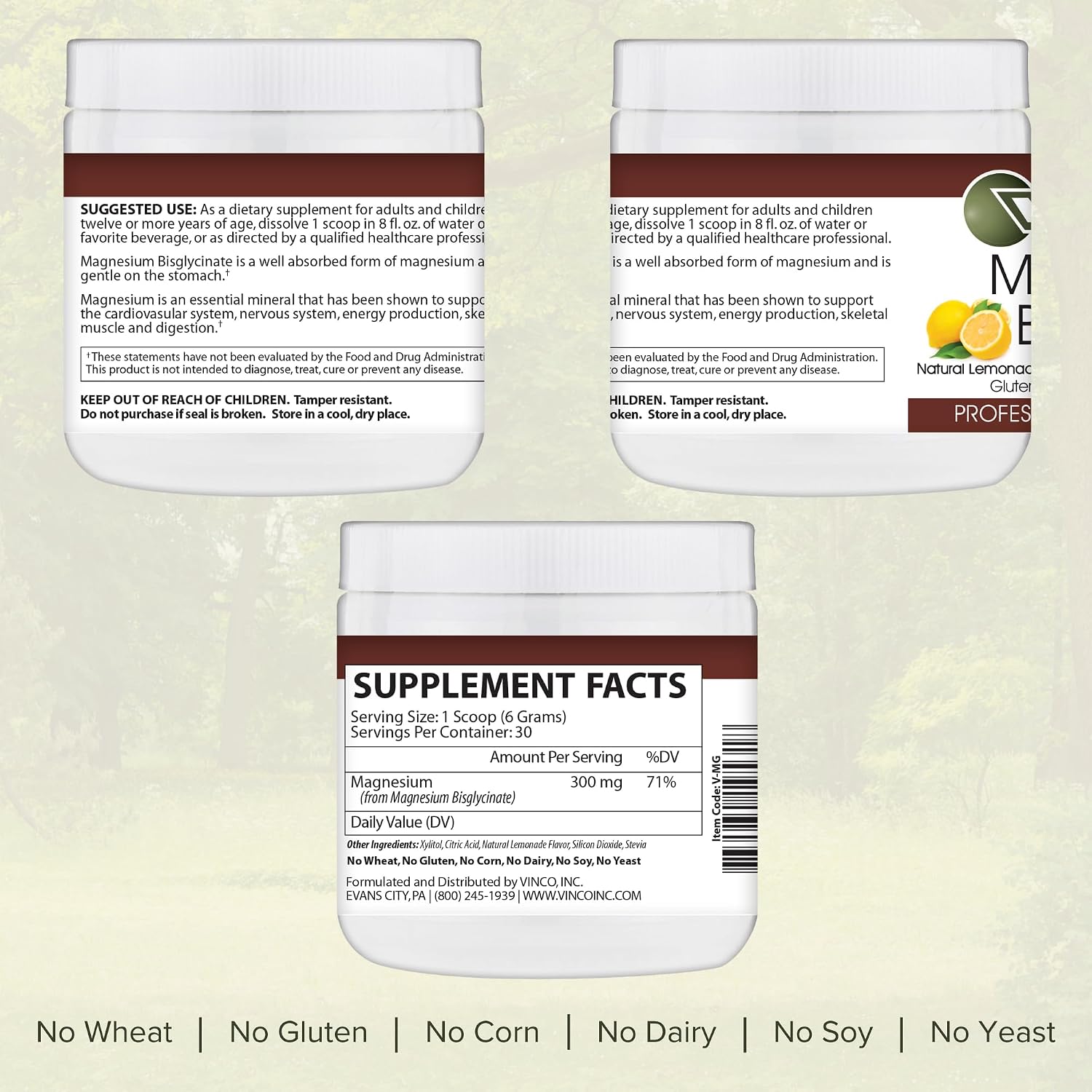 Vinco Magnesium Bisglycinate Powder – Advanced Muscle Support – 6.35 oz (30 Servings) – Lemonade Flavoured - görsel 2