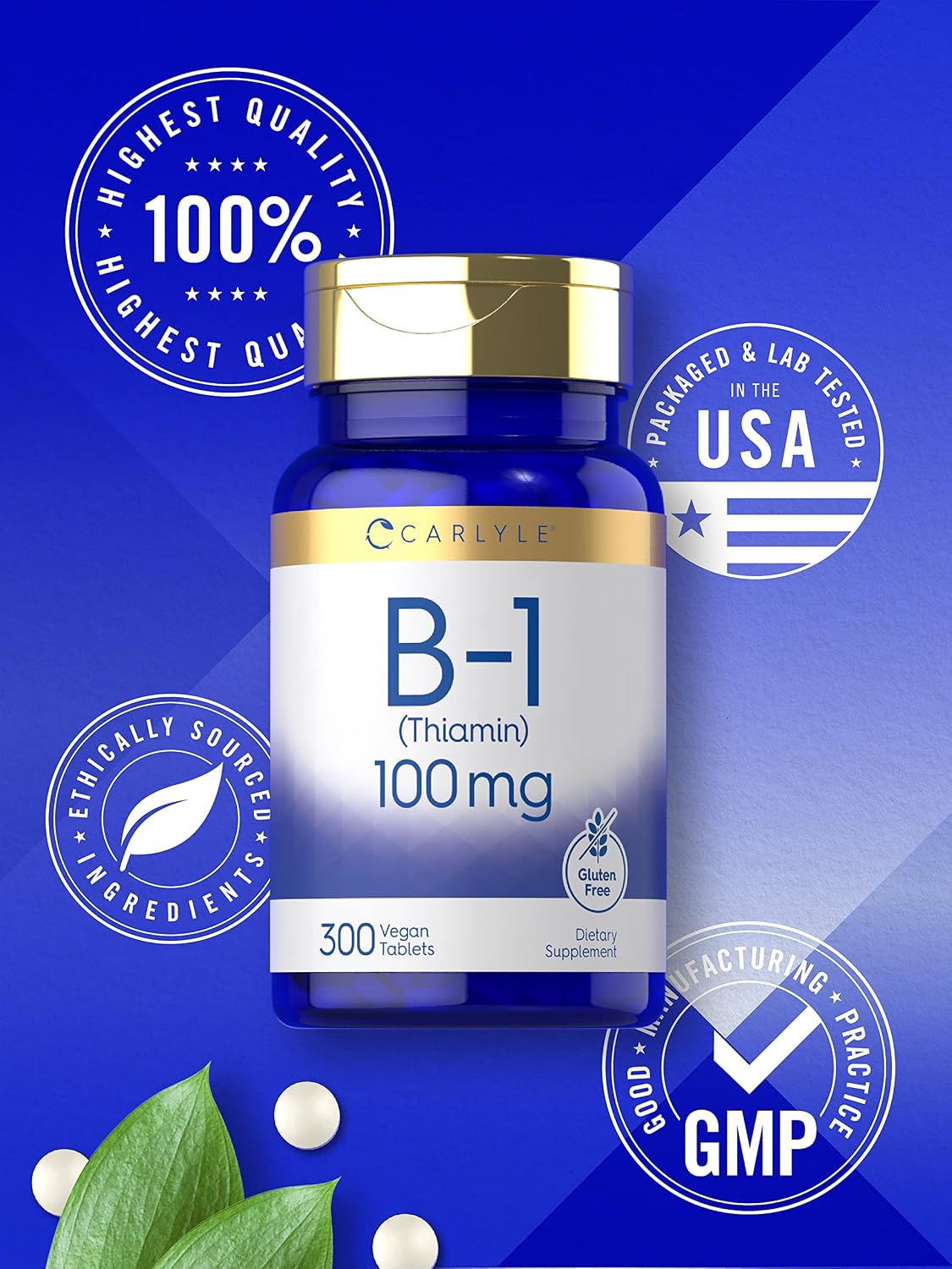 Carlyle Vitamin B1 (Thiamine) 100mg, 300 Vegan Tablets - görsel 5