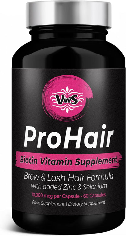 VWS Biotin 10,000 mcg with Zinc & Selenium – Vegan Capsules for Hair, Skin & Nails