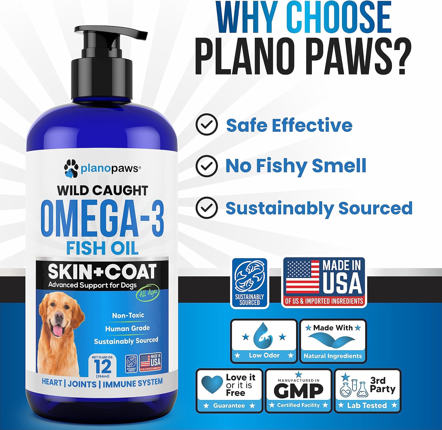 Planopaws Omega-3 Fish Oil for Dogs – Wild-Caught Liquid Fish Oil Supplement - görsel 3