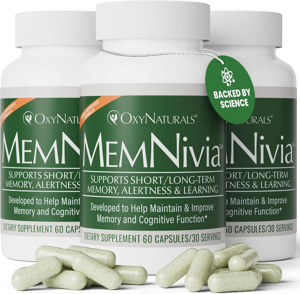 MemNivia Brain Supplement for Memory & Focus – Dual-Sage Stem Cell Formula with Cognivia, Bacopa, Holy Basil & Ginger – 60 Capsules - görsel 9