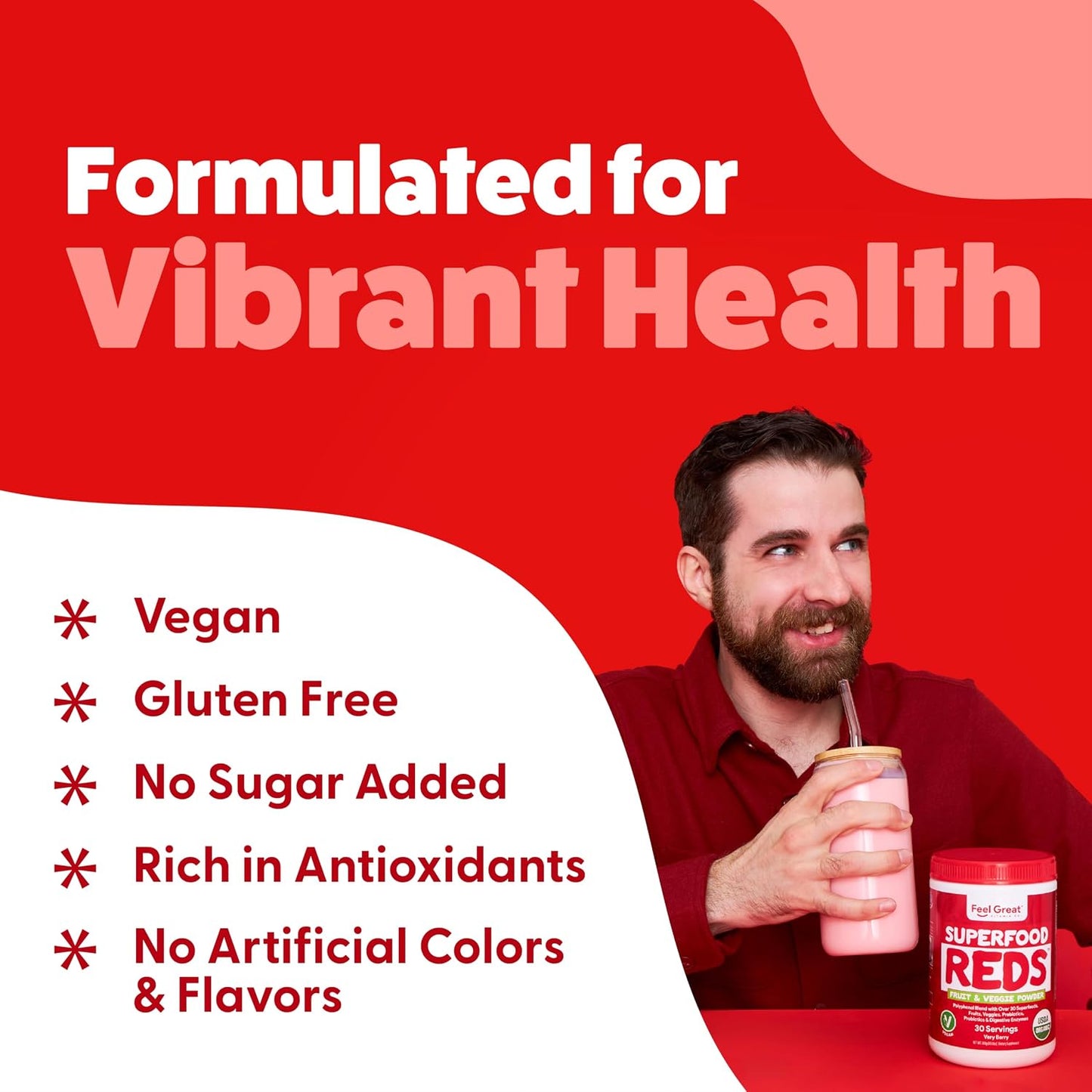 Feel Great Organic Superfood Reds Powder - görsel 5