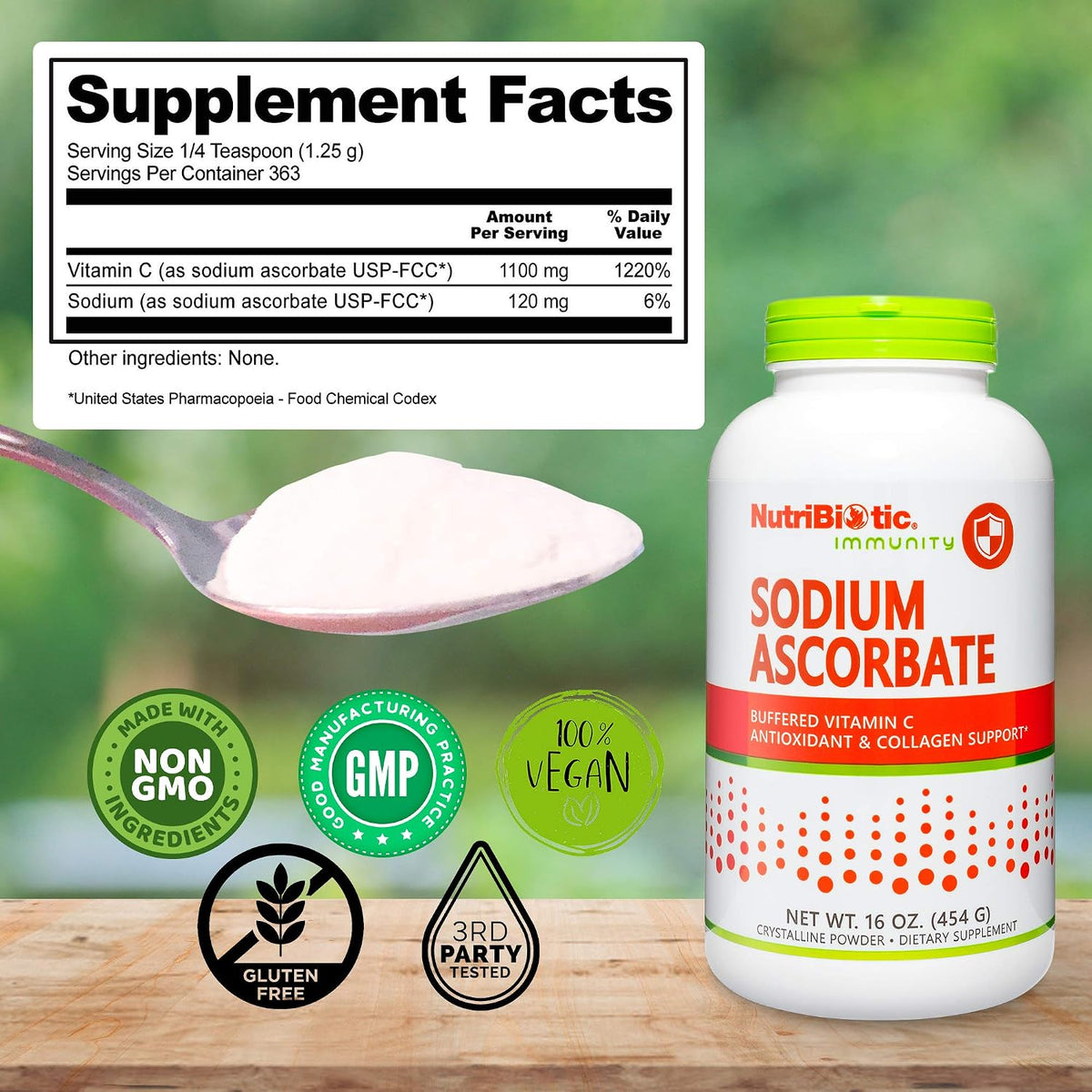 NutriBiotic Sodium Ascorbate Buffered Vitamin C Powder, 16 oz - görsel 6