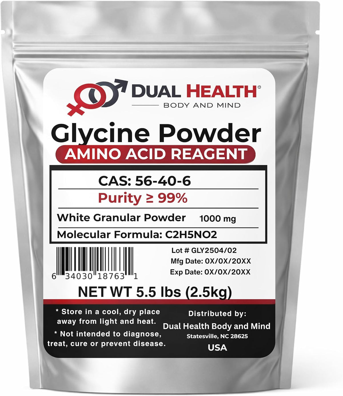 Glycine Powder (2500g / 2.5kg) Pure Free-Form Glycine Bulk Supplements, Amino Acid, GM-free, Gluten-free - görsel 1