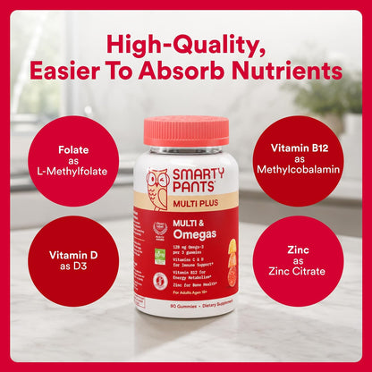 SmartyPants Plus Multi & Omegas Adult Multivitamin Gummies, 90 Gummies