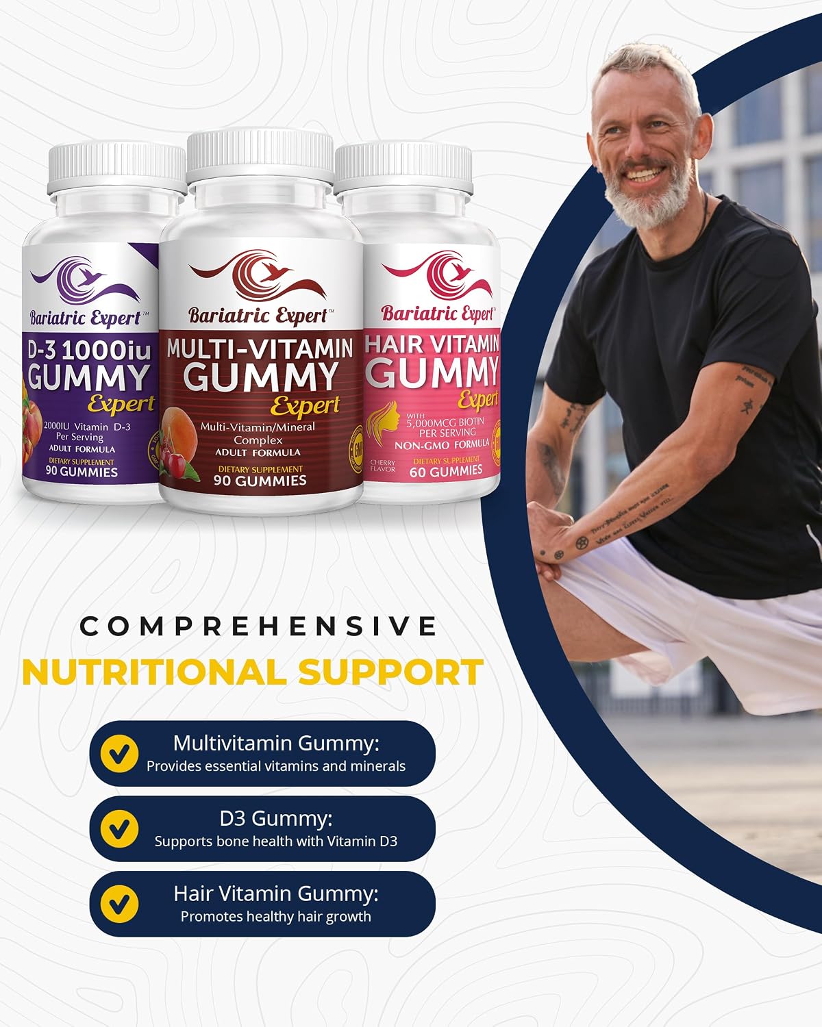 Bariatric Multivitamin 3 Pack – Multivitamin Gummy, Vitamin D3 Gummy, Hair Vitamin Gummy - görsel 2