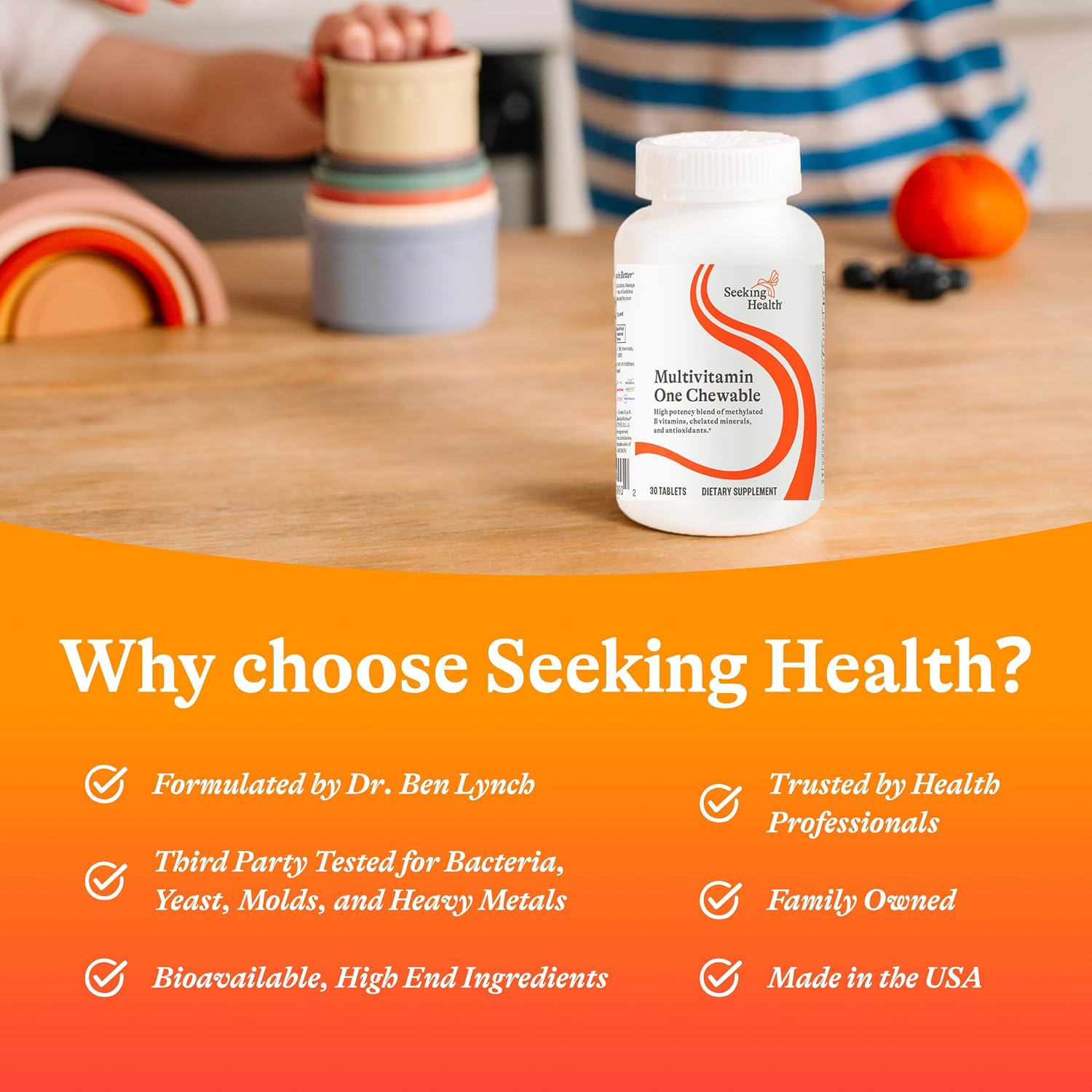 Seeking Health Optimum Multivitamin Chewable - Immune Support with L-5-MTHF, B12 & D3 - 30 Tablets - görsel 7